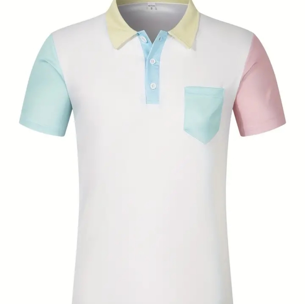 Men's Short Sleeve Shirt Color Block Size 2X. (US=2XL)